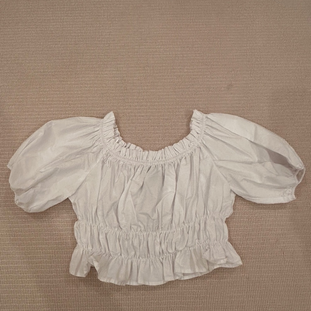Zara White off shoulder ruffle top